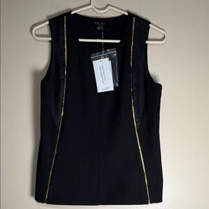 Etcetera Black Top with Gold Pin Detail